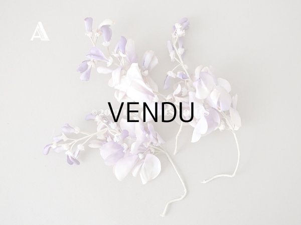 画像2: アンティーク 布花 藤の花 ウィステリア 薄紫　3点セット (2)