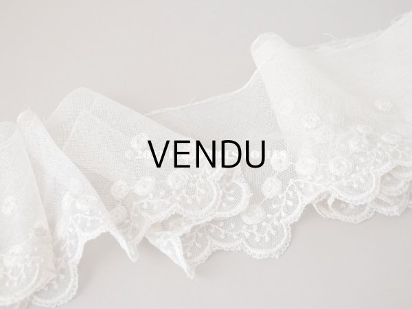 画像2: アンティーク 幅広 薔薇の刺繍入りレース　エクリュ　幅16cm (2)