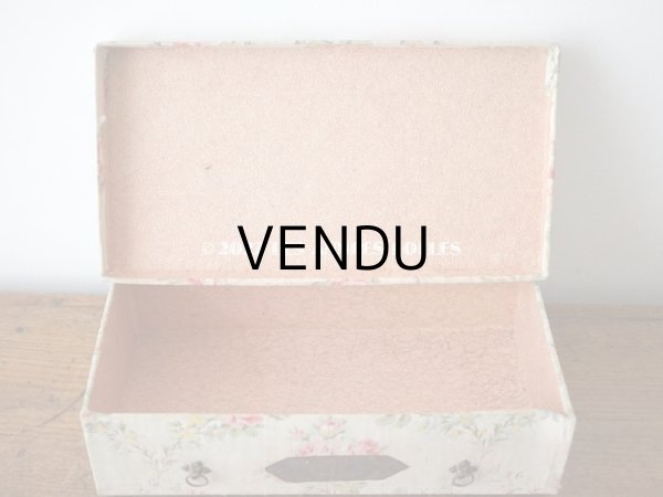 画像13: 【セール対象外】1900年代 アンティーク  カルトナージュチェスト ピンクの薔薇のガーランド (13)