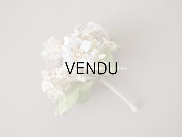 画像3: 未使用 アンティーク ベルベットの布花　ラベル付き　オフホワイト＆パールパープル (3)