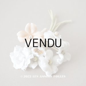 画像: 未使用 アンティーク ベルベットの布花　ラベル付き　オフホワイト＆ピーチピンク
