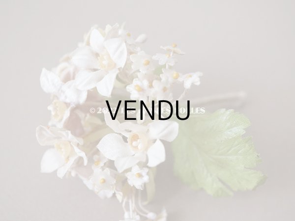 画像7: 未使用 アンティーク ベルベットの布花　ラベル付き　オフホワイト＆パールパープル (7)