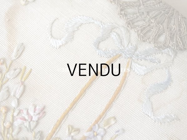 画像5: アンティーク リボン刺繍のパネル フラワーバスケット (5)