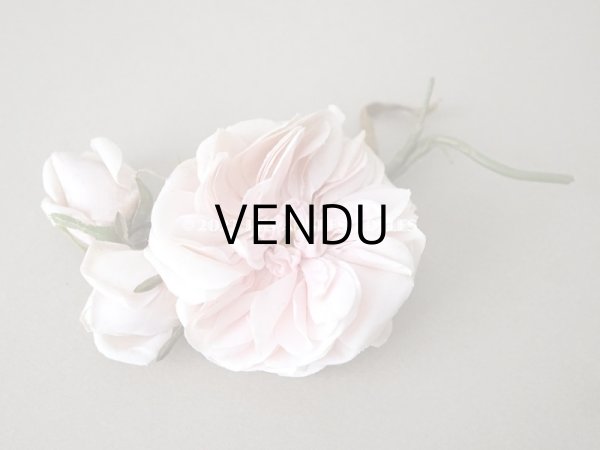 画像15: 1922年 アンティーク 婚約式 ピンクの薔薇の花冠＆薔薇の布花のセット (15)