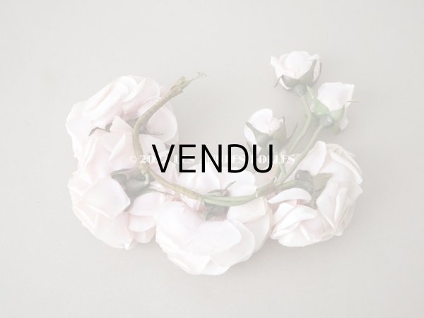 画像12: 1922年 アンティーク 婚約式 ピンクの薔薇の花冠＆薔薇の布花のセット (12)