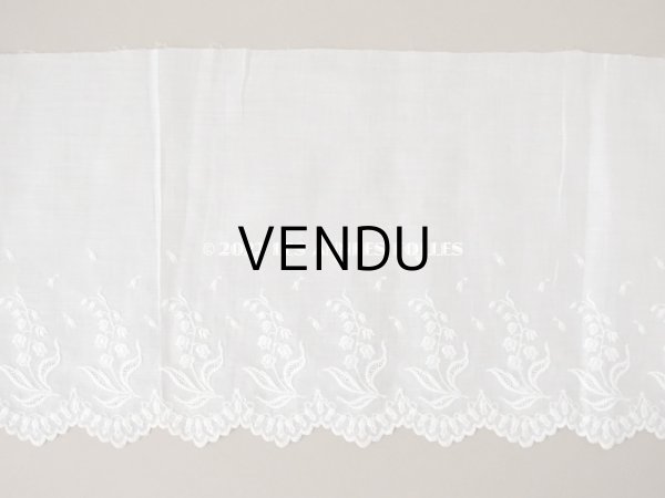 画像6: アンティーク 幅広 鈴蘭の刺繍入りレース　ホワイト　幅25cm (6)
