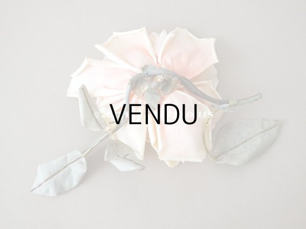 画像5: 1900年代 アンティーク　薔薇の大きな布花 淡いオレンジピンク　 (5)