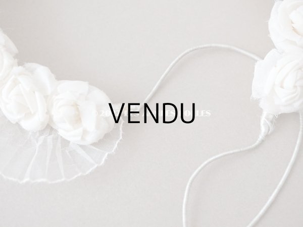 画像6: アンティーク 小さな薔薇の布花のティアラ 花冠　シルクシフォンのプリーツ付 (6)