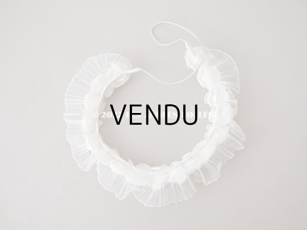 画像7: アンティーク 小さな薔薇の布花のティアラ 花冠　シルクシフォンのプリーツ付 (7)