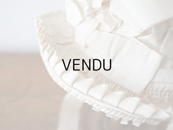 画像11: 19世紀末 アンティーク 小さな女の子用 帽子 オフホワイト 大きなリボン&フリンジ (11)