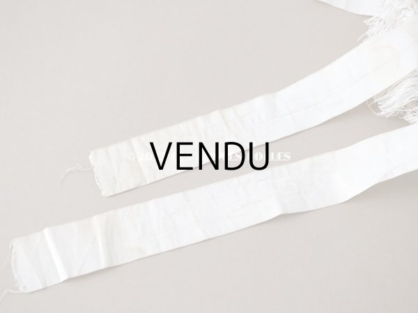 画像20: 19世紀末 アンティーク 小さな女の子用 帽子 オフホワイト 大きなリボン&フリンジ (20)