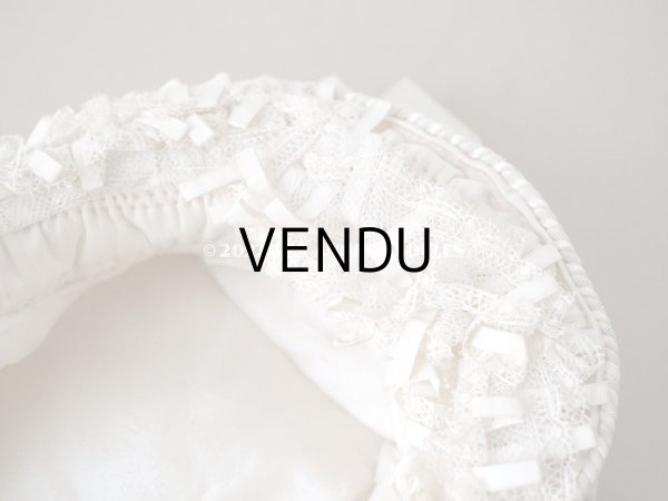 画像18: 19世紀末 アンティーク 小さな女の子用 帽子 オフホワイト 大きなリボン&フリンジ (18)