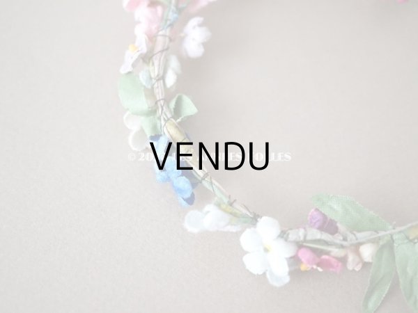 画像4: アンティーク ベルベットの布花の小さなティアラ　ドール用 (4)