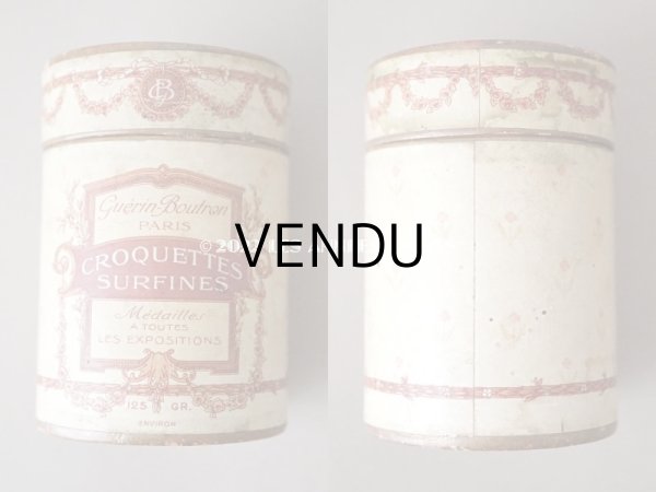 画像3: 19世紀末 アンティーク チョコレートのお菓子箱　薔薇とリボンのガーランド CROQUETTES SURFINES　- CHOCOLAT GUERIN-BOUTRON - (3)