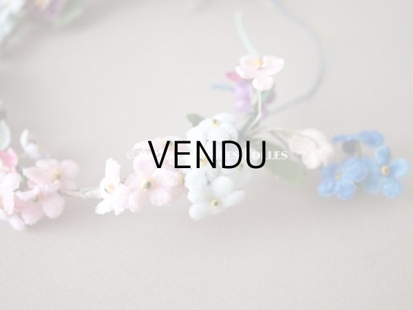 画像9: アンティーク ベルベットの布花の小さなティアラ　ドール用 (9)