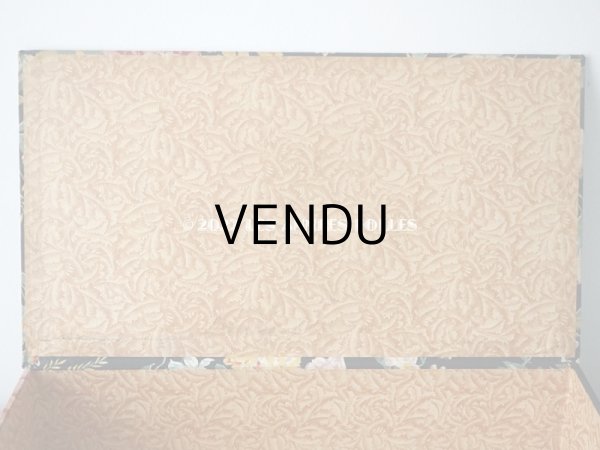 画像7: アンティーク  大きなカルトナージュボックス 墨黒　46×26×9.5cm (7)