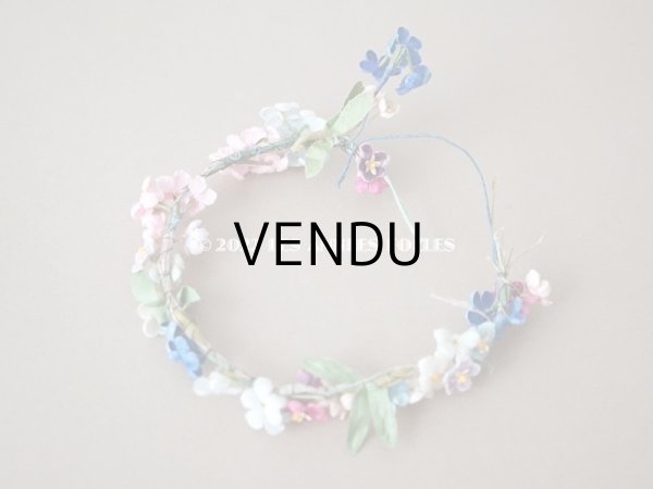 画像3: アンティーク ベルベットの布花の小さなティアラ　ドール用 (3)