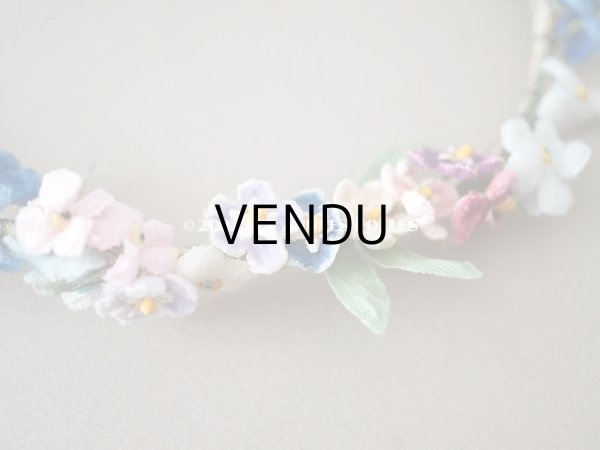 画像6: アンティーク ベルベットの布花の小さなティアラ　ドール用 (6)