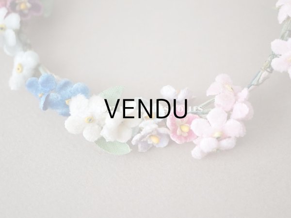 画像8: アンティーク ベルベットの布花の小さなティアラ　ドール用 (8)