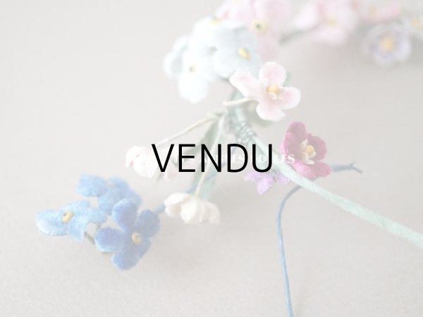 画像10: アンティーク ベルベットの布花の小さなティアラ　ドール用 (10)