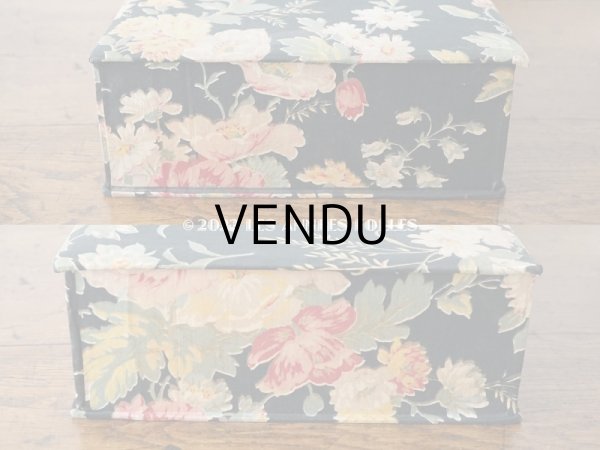 画像6: アンティーク  大きなカルトナージュボックス 墨黒　46×26×9.5cm (6)