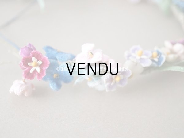 画像5: アンティーク ベルベットの布花の小さなティアラ　ドール用 (5)