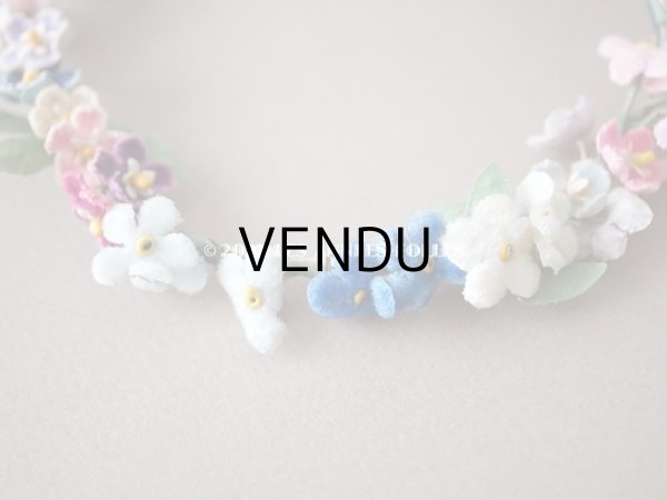 画像7: アンティーク ベルベットの布花の小さなティアラ　ドール用 (7)