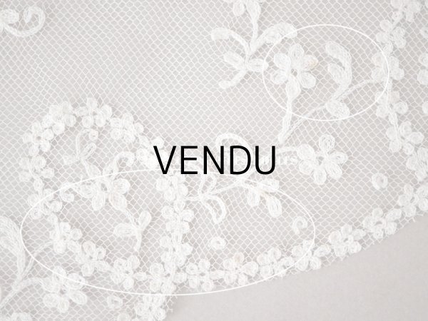 画像9: アンティーク 幅広 レース 花模様の手刺繍入り 90×幅31.5〜32.5cm (9)