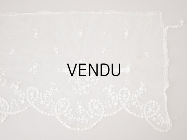 画像4: アンティーク 幅広 レース 花模様の手刺繍入り 90×幅31.5〜32.5cm (4)