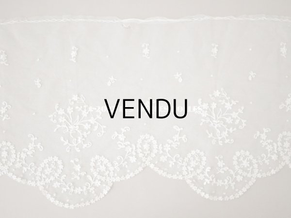 画像3: アンティーク 幅広 レース 花模様の手刺繍入り 90×幅31.5〜32.5cm (3)