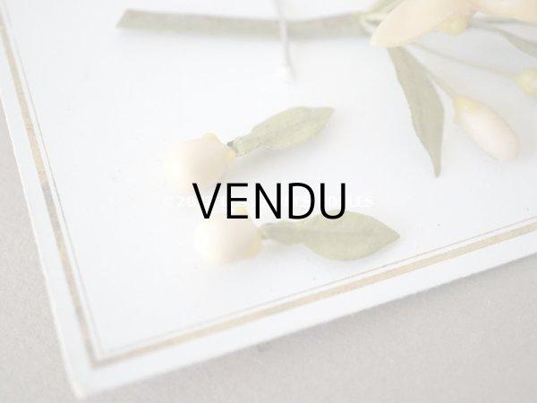 画像4: アンティーク ウェディング用 ワックスフラワーのピアス　＆　胸飾り  台紙付き (4)