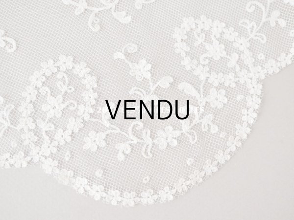 画像11: アンティーク 幅広 レース 花模様の手刺繍入り 90×幅31.5〜32.5cm (11)