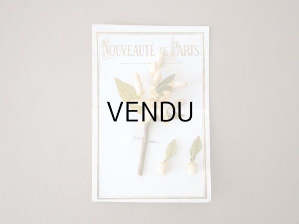 画像5: アンティーク ウェディング用 ワックスフラワーのピアス　＆　胸飾り  台紙付き (5)