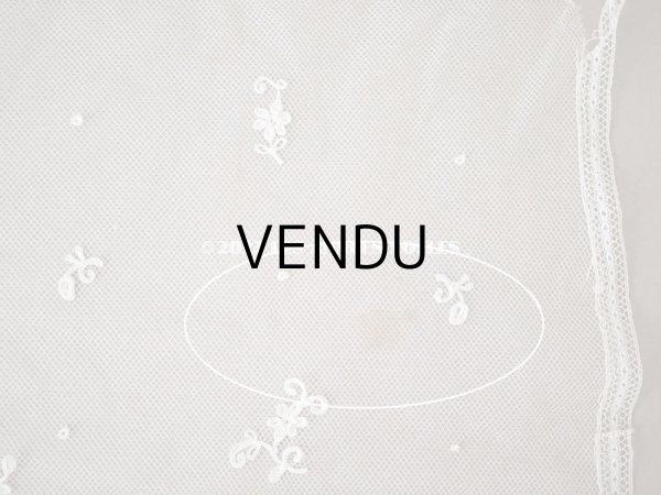 画像7: アンティーク 幅広 レース 花模様の手刺繍入り 90×幅31.5〜32.5cm (7)