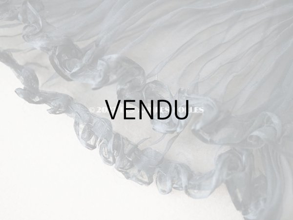 画像3: アンティーク  シルクオーガンジー　クラヴァット 黒 シルクシフォン  (3)