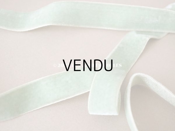 画像3: アンティーク ベルベットのリボン ピスタチオグリーン 　ダブルフェイス　6m (3)