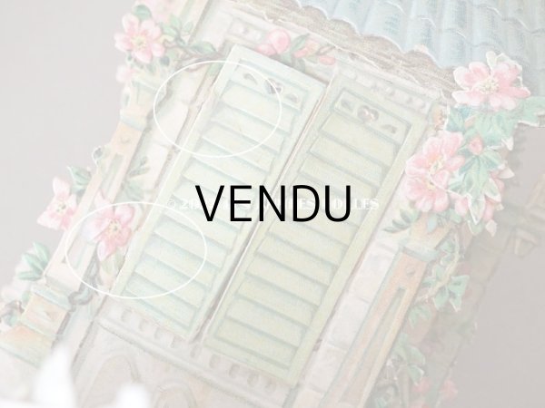 画像7: 1900年頃 アンティーク 立体クロモ　窓辺の少女 ポップアップ　 (7)