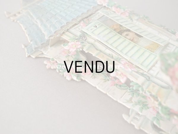 画像10: 1900年頃 アンティーク 立体クロモ　窓辺の少女 ポップアップ　 (10)