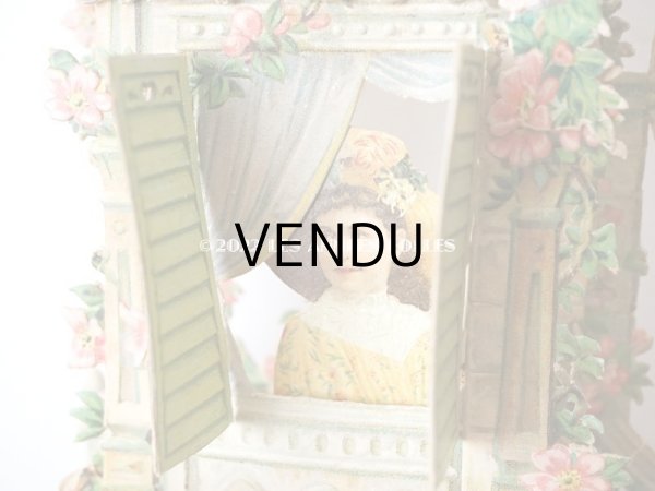 画像3: 1900年頃 アンティーク 立体クロモ　窓辺の少女 ポップアップ　 (3)