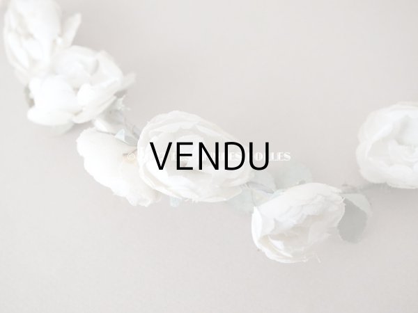 画像6: 【12周年セール対象外】アンティーク 白薔薇の花冠 オフホワイト 布花のティアラ 約79cm (6)