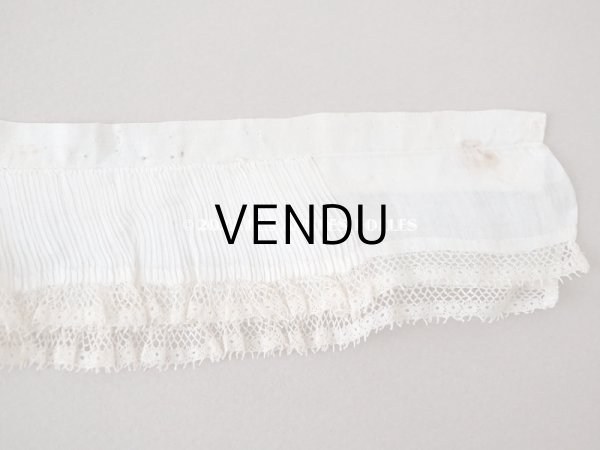 画像5: 【12周年セール対象外】アンティーク  2段　プリーツリボン 手編みのレース付き  4.7cm幅  29cm (5)