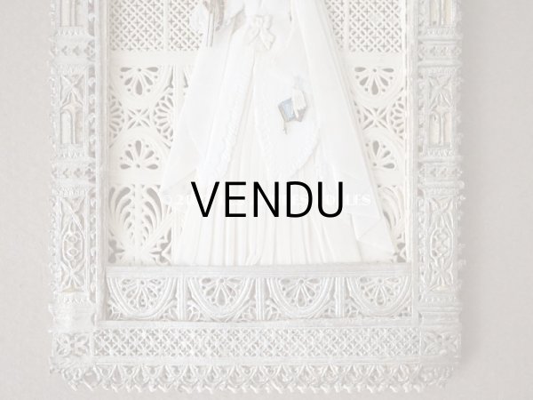 画像3: 【12周年セール対象外】19世紀末 アンティーク  初聖体の立体カニヴェ 教会のフレーム ポップアップ クロモ シルバー (3)