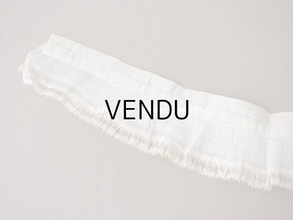 画像7: 【12周年セール対象外】アンティーク  2段　プリーツリボン 手編みのレース付き  4.7cm幅  29cm (7)