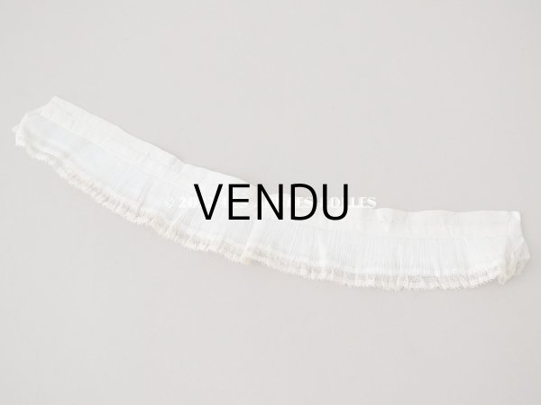 画像6: 【12周年セール対象外】アンティーク  2段　プリーツリボン 手編みのレース付き  4.7cm幅  29cm (6)