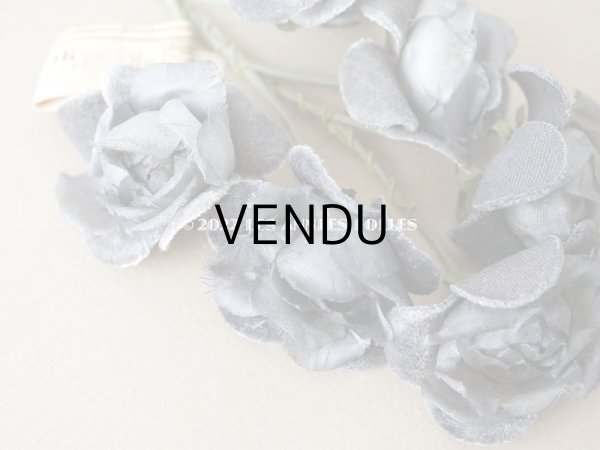 画像3: 【12周年セール対象外】未使用 アンティーク  ベルベットの薔薇の布花 チャコールグレー (3)