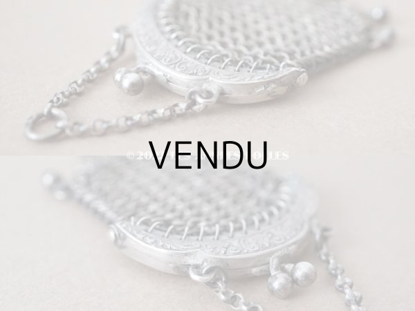 画像6: 【12周年セール対象外】1900年代 アンティーク ドール用 極小 メタルメッシュのコインケース コインパース シルバー製 (6)