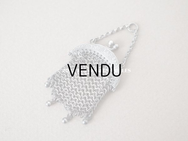 画像5: 【12周年セール対象外】1900年代 アンティーク ドール用 極小 メタルメッシュのコインケース コインパース シルバー製 (5)