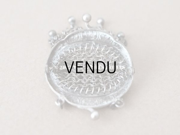 画像7: 【12周年セール対象外】1900年代 アンティーク ドール用 極小 メタルメッシュのコインケース コインパース シルバー製 (7)