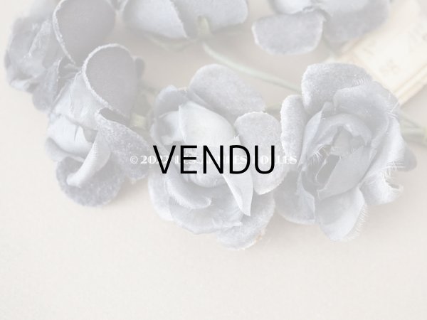 画像4: 【12周年セール対象外】未使用 アンティーク  ベルベットの薔薇の布花 チャコールグレー (4)