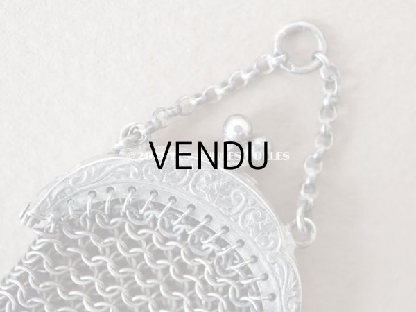 画像3: 【12周年セール対象外】1900年代 アンティーク ドール用 極小 メタルメッシュのコインケース コインパース シルバー製 (3)